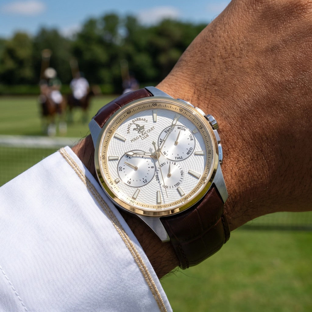 Santa Barbara Polo & Racquet Club Legend Dark Brown Genuine Leather Watch for Men SB.1.10652-6