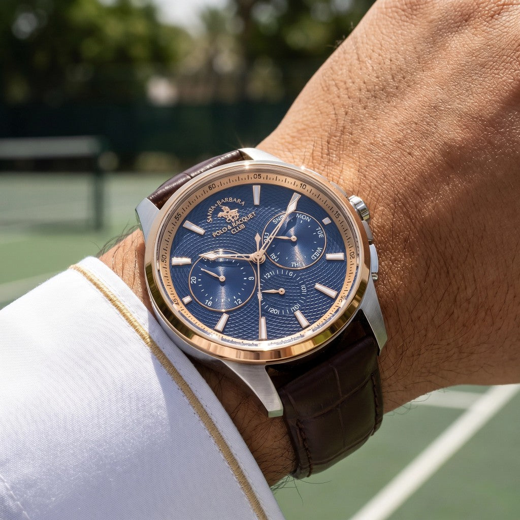 Santa Barbara Polo & Racquet Club Legend Dark Brown Genuine Leather Watch for Men SB.1.10652-7