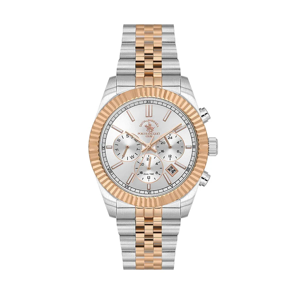 Santa Barbara Polo & Racquet Club Legend Silver and Rose Gold Stainless Steel Watch for Men SB.1.10653-6 - Daniel Klein Saudi Arabia