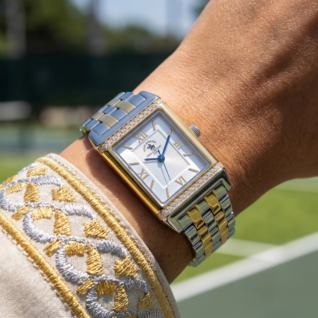 Santa Barbara Polo & Racquet Club Unique Silver and Gold Stainless Steel Watch for Women SB.1.10655-4