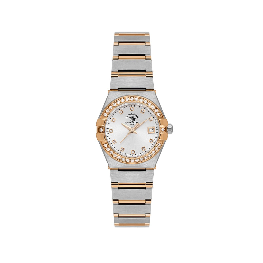 Santa Barbara Polo & Racquet Club Silver and Rose Gold Stainless Steel Watch for Women SB.1.10656-6