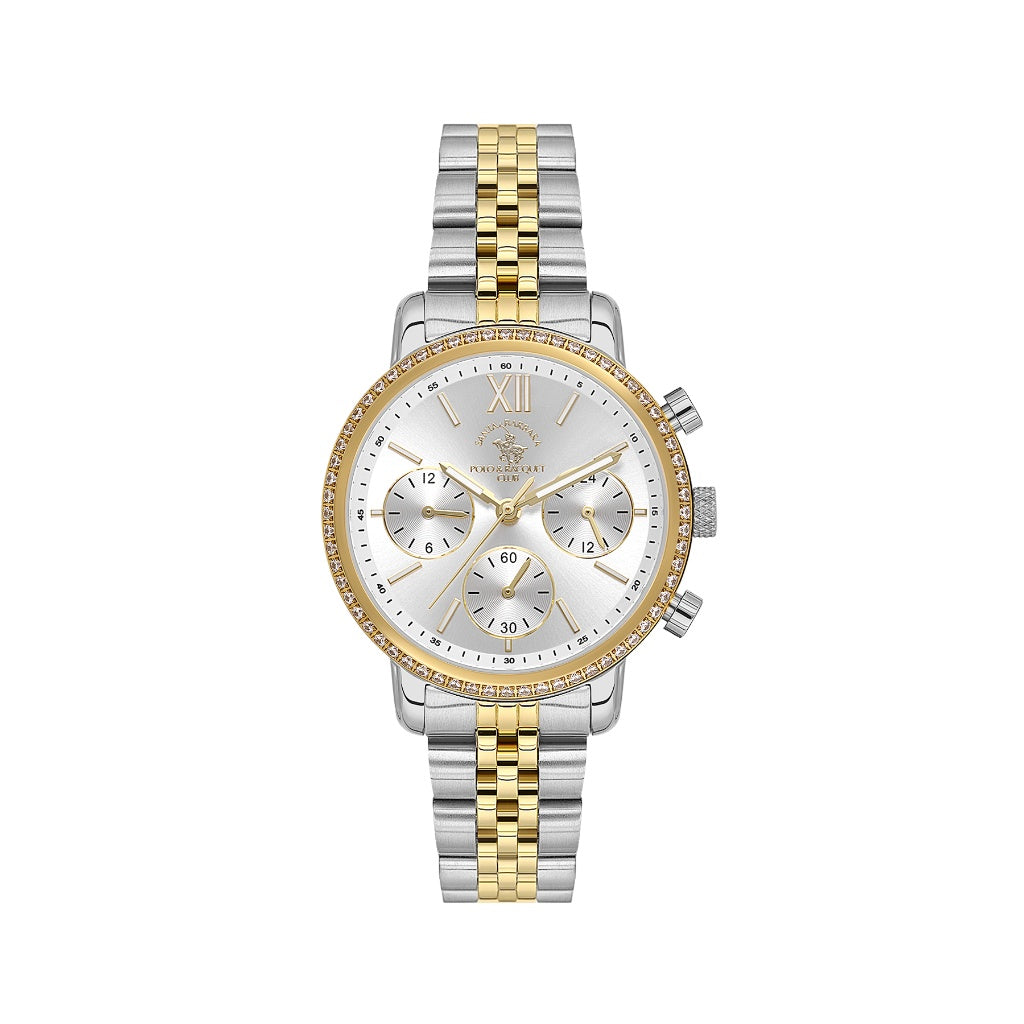 Santa Barbara Polo & Racquet Club Silver and Gold Stainless Steel Watch for Women SB.1.10657-4