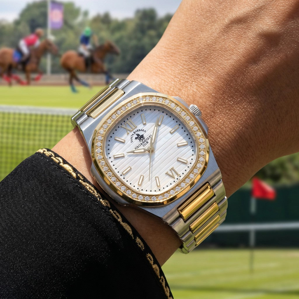 Santa Barbara Polo & Racquet Club Unique Silver and Gold Stainless Steel Watch for Women SB.1.10658-3