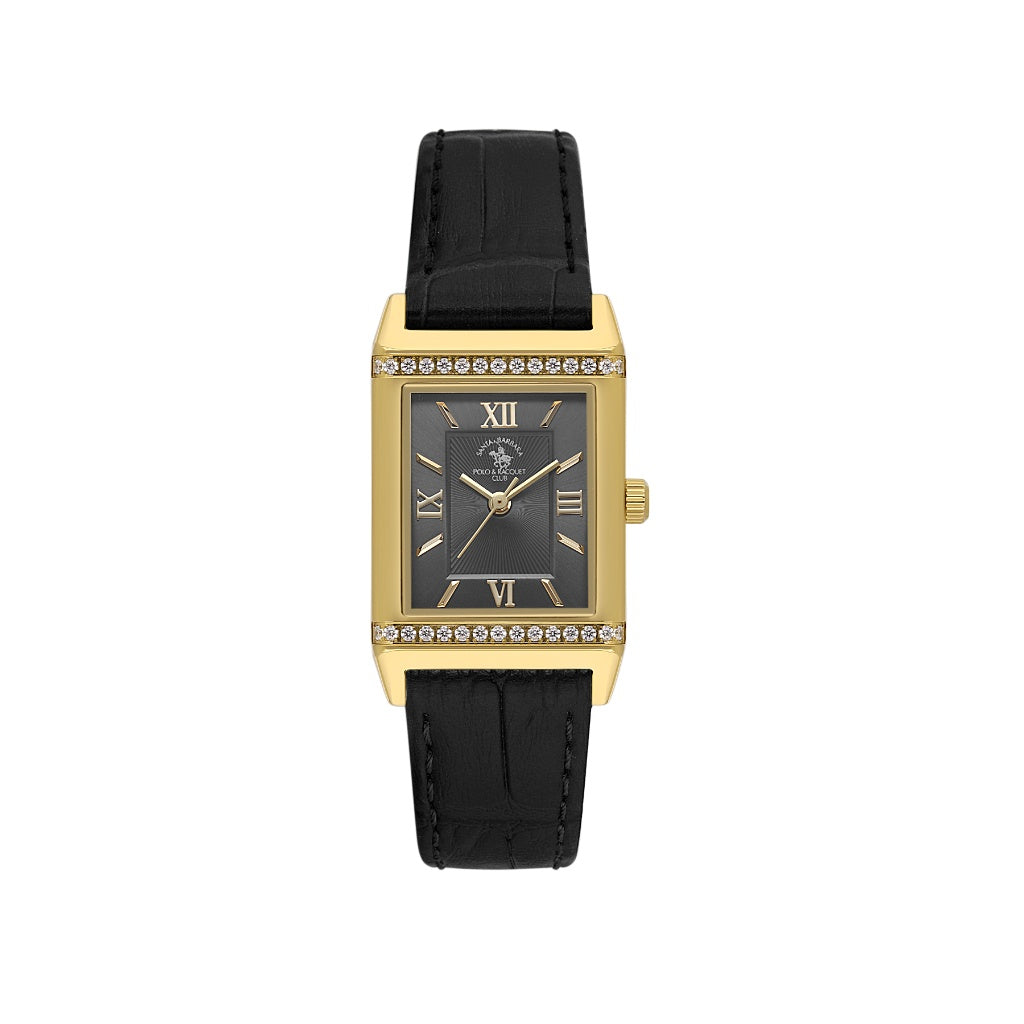 Santa Barbara Polo & Racquet Club Black Genuine Leather Watch for Women SB.1.10660-3