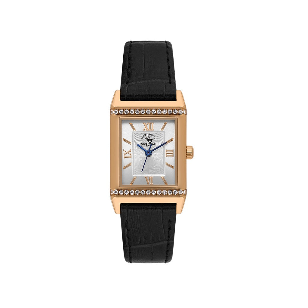 Santa Barbara Polo & Racquet Club Black Genuine Leather Watch for Women SB.1.10660-5