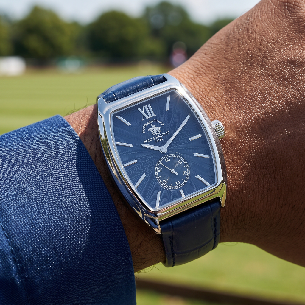 Santa Barbara Polo & Racquet Club Noble Dark Blue Genuine Leather Watch for Men SB.1.10662-3