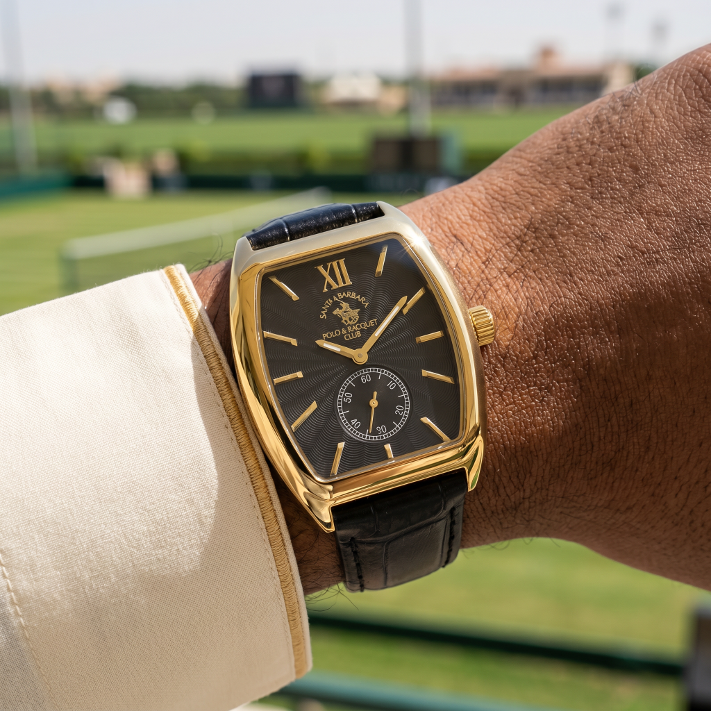 Santa Barbara Polo & Racquet Club Noble Black Genuine Leather Watch for Men SB.1.10662-5
