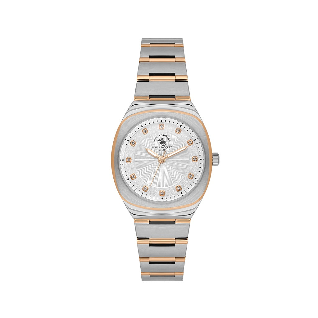 Santa Barbara Polo & Racquet Club Silver and Rose Gold Stainless Steel Watch for Women SB.1.10665-6