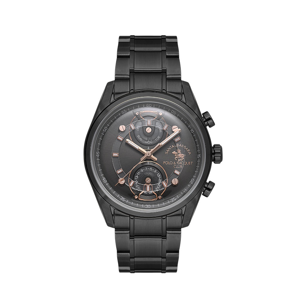 Santa Barbara Polo & Racquet Club Black Stainless Steel Watch for Men SB.1.10666-5