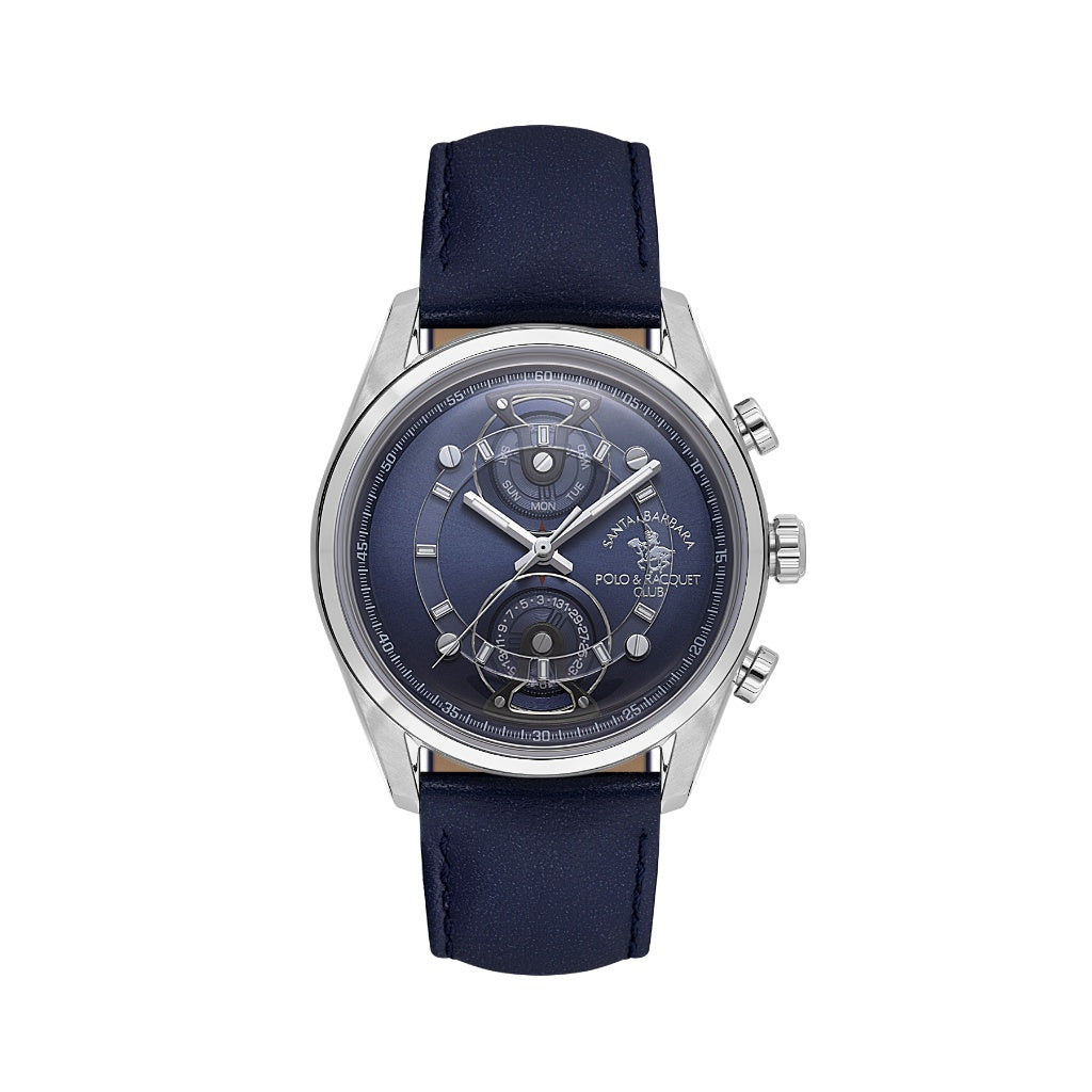 Santa Barbara Polo & Racquet Club Dark Blue Genuine Leather Watch for Men SB.1.10667-2
