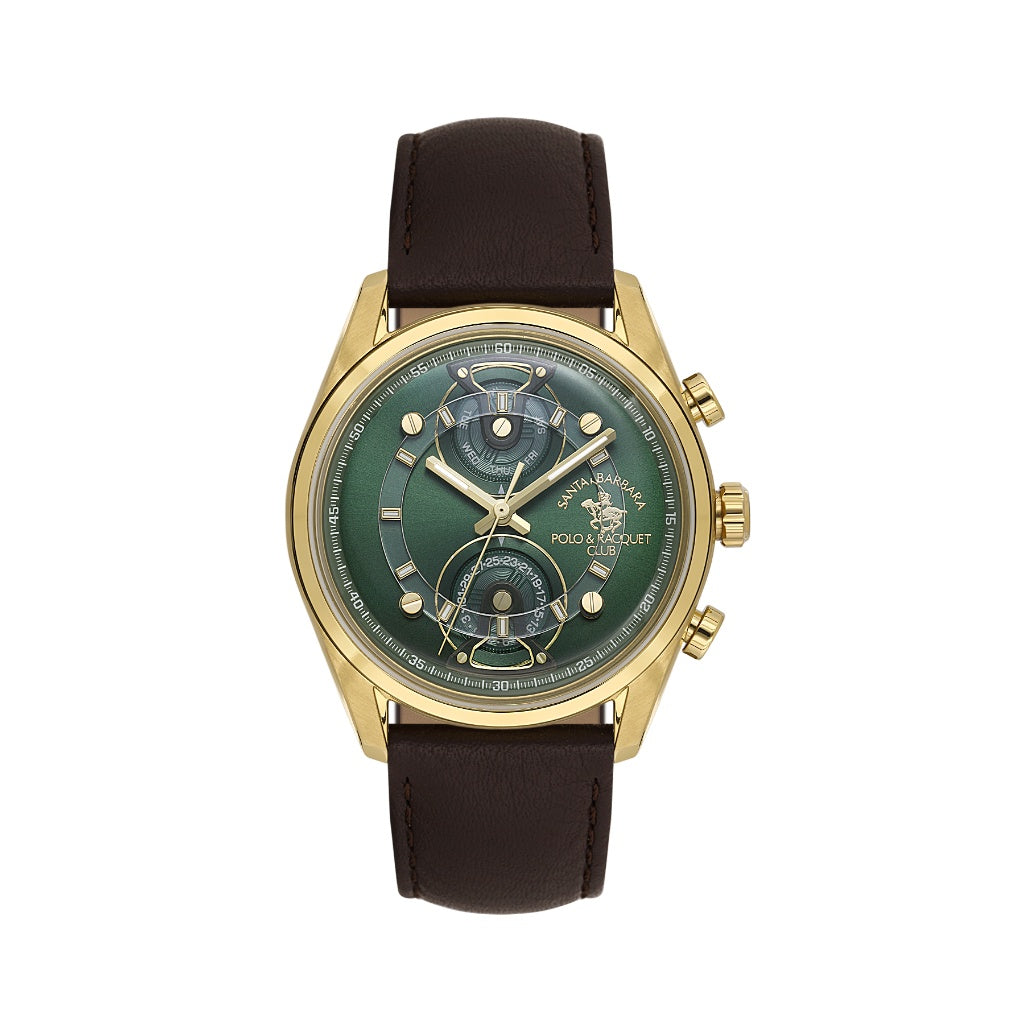Santa Barbara Polo & Racquet Club Dark Brown Genuine Leather Watch for Men SB.1.10667-3