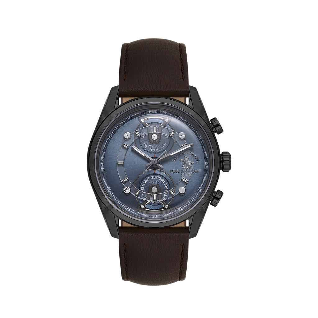 Santa Barbara Polo & Racquet Club Dark Brown Genuine Leather Watch for Men SB.1.10667-4