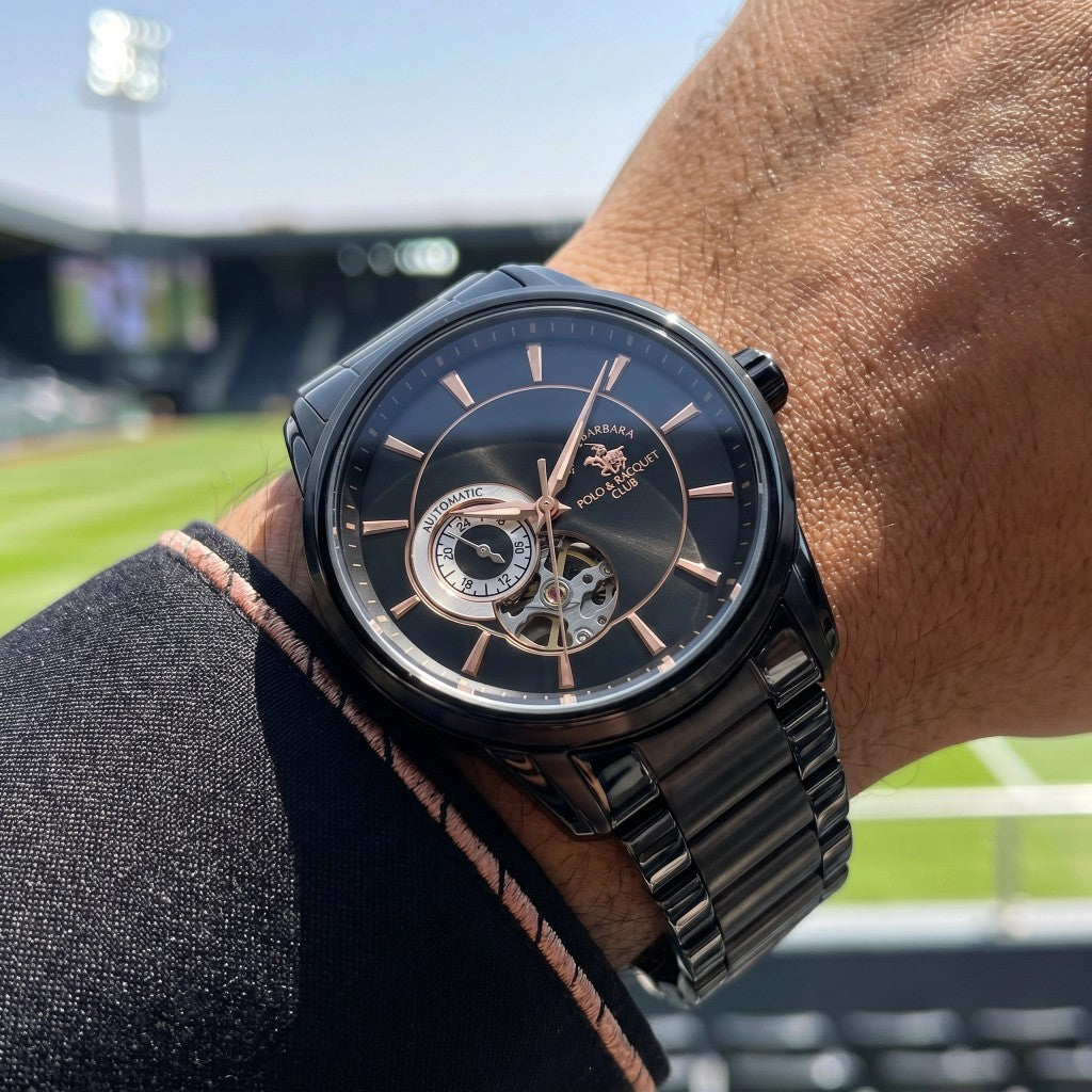 Santa Barbara Polo & Racquet Club Luxury Black Stainless Steel Watch for Men SB.1.10670-5