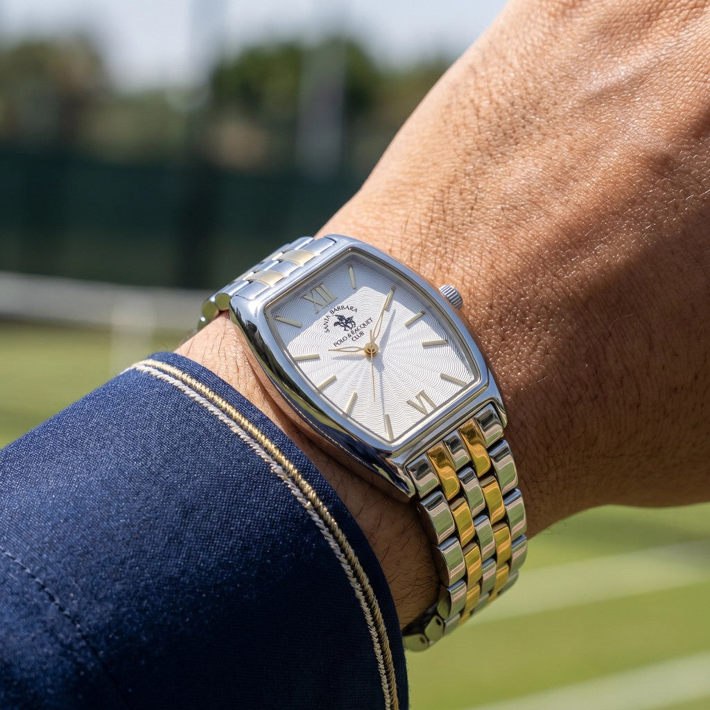 Santa Barbara Polo & Racquet Club Unique Silver and Gold Stainless Steel Watch for Women SB.1.10671-5