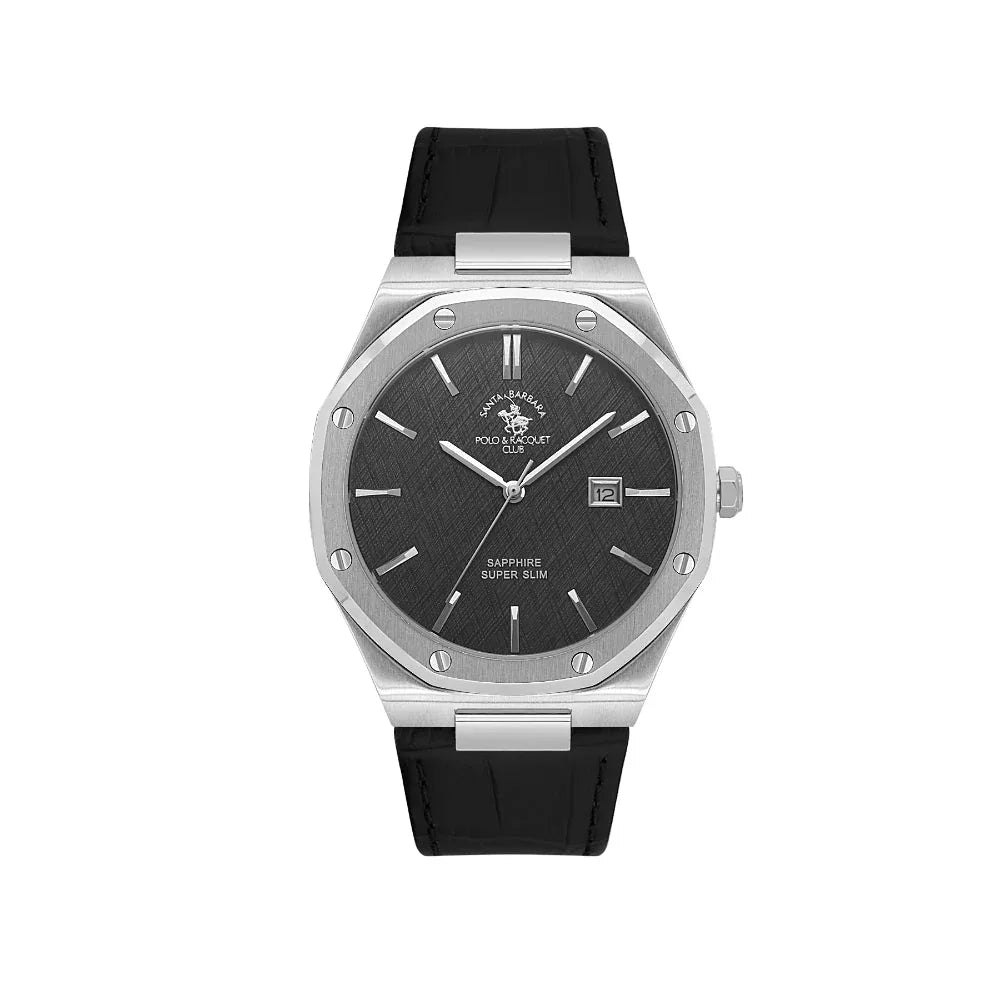Santa Barbara Polo & Racquet Club Noble Black Genuine Leather Watch for Men SB.1.10672-2 - Daniel Klein Saudi Arabia