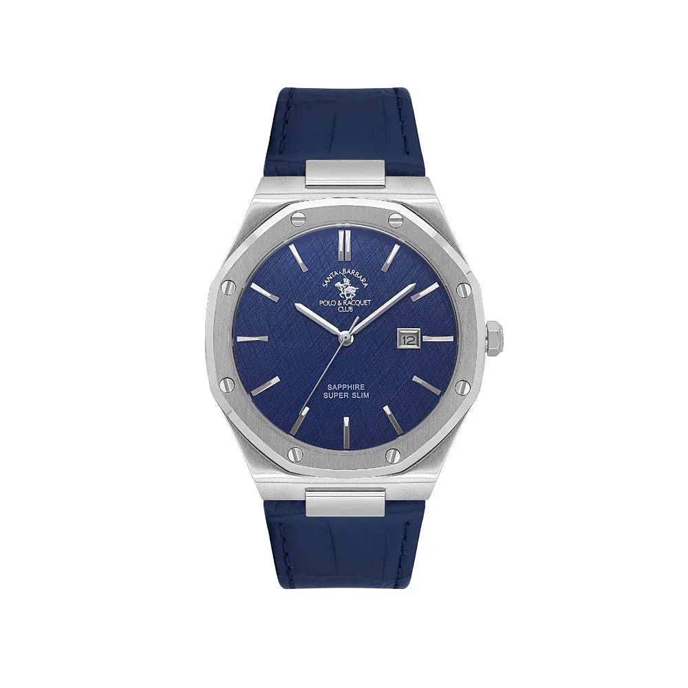 Santa Barbara Polo & Racquet Club Noble Dark Blue Genuine Leather Watch for Men SB.1.10672-3 - Daniel Klein Saudi Arabia