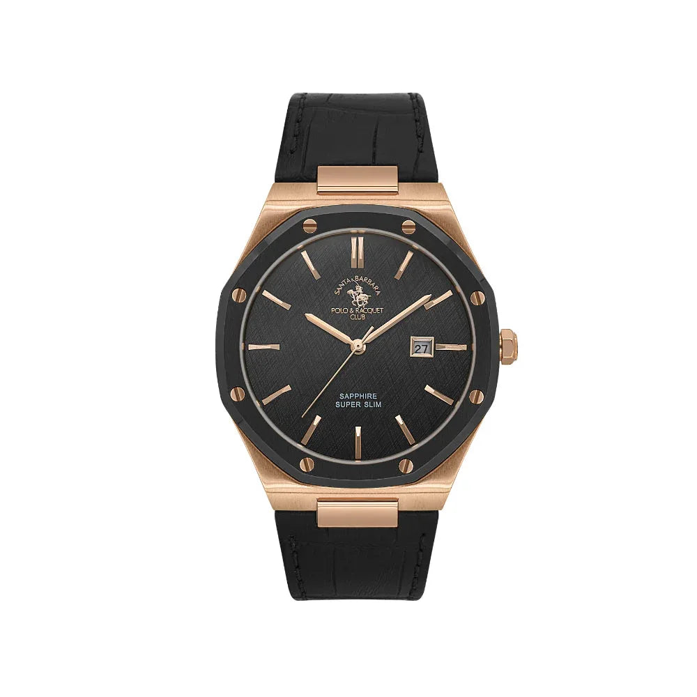 Santa Barbara Polo & Racquet Club Noble Black Genuine Leather Watch for Men SB.1.10672-5 - Daniel Klein Saudi Arabia