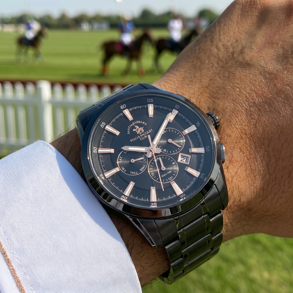 Santa Barbara Polo & Racquet Club Legend Black Stainless Steel Watch for Men SB.1.10674-5