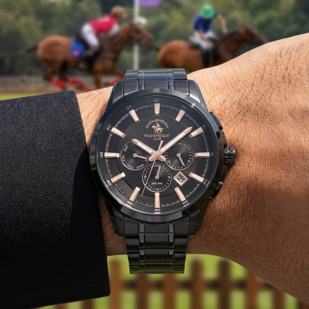 Santa Barbara Polo & Racquet Club Legend Black Stainless Steel Watch for Men SB.1.10674-5