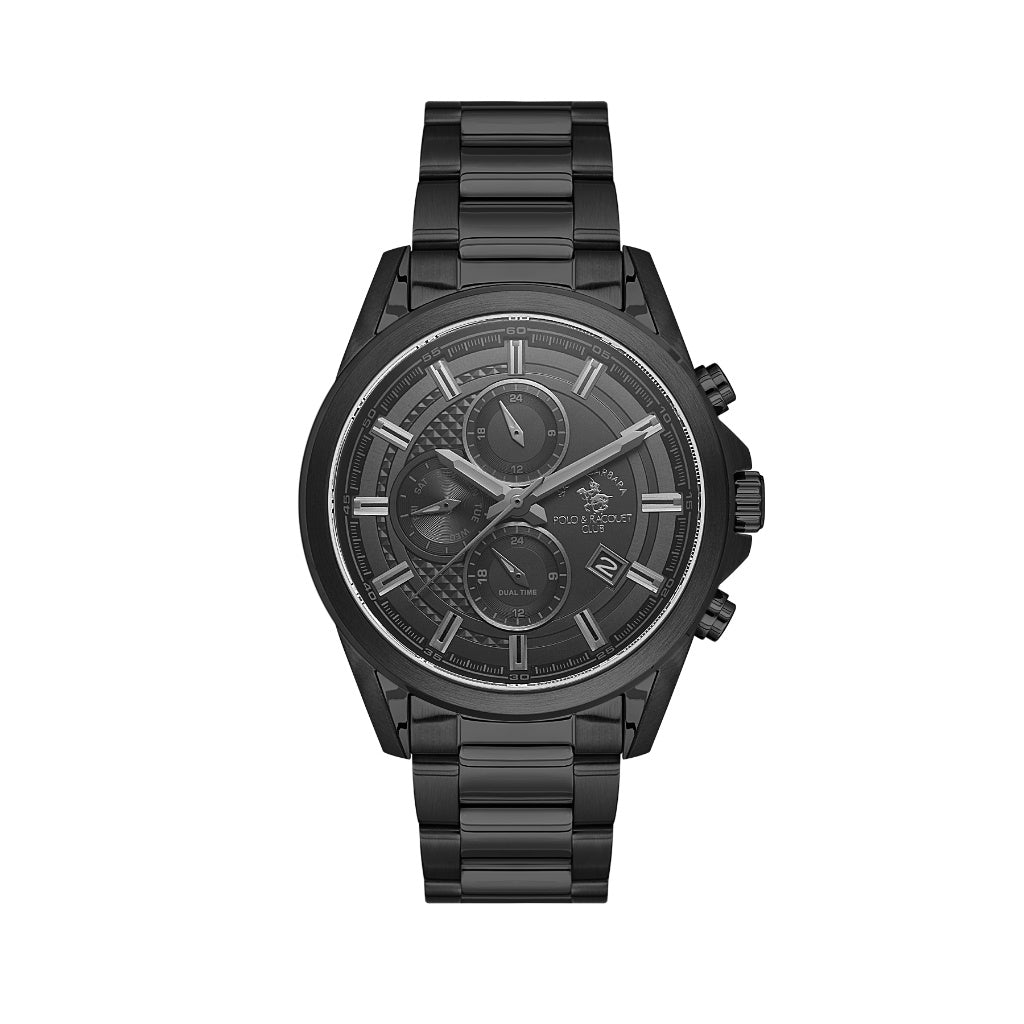 Santa Barbara Polo & Racquet Club Black Stainless Steel Watch for Men SB.1.10675-6
