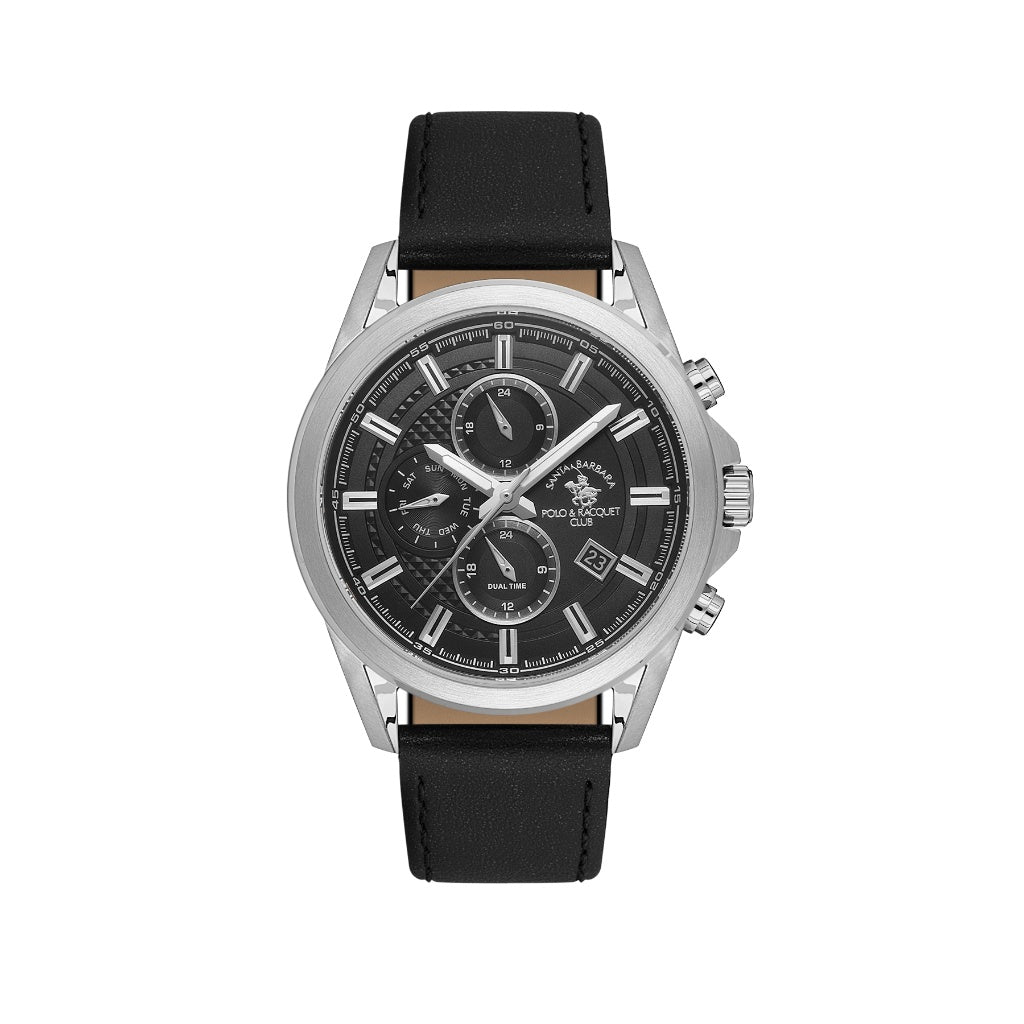 Santa Barbara Polo & Racquet Club Black Genuine Leather Watch for Men SB.1.10676-1