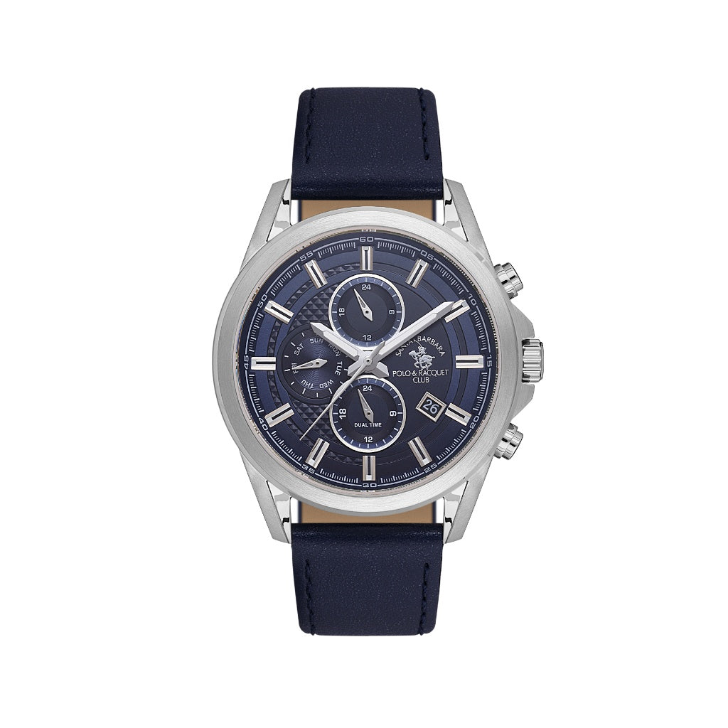 Santa Barbara Polo & Racquet Club Dark Blue Genuine Leather Watch for Men SB.1.10676-2
