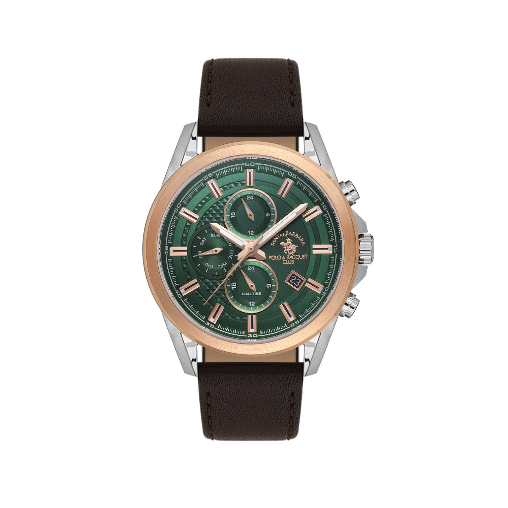 Santa Barbara Polo & Racquet Club Dark Brown Genuine Leather Watch for Men SB.1.10676-4