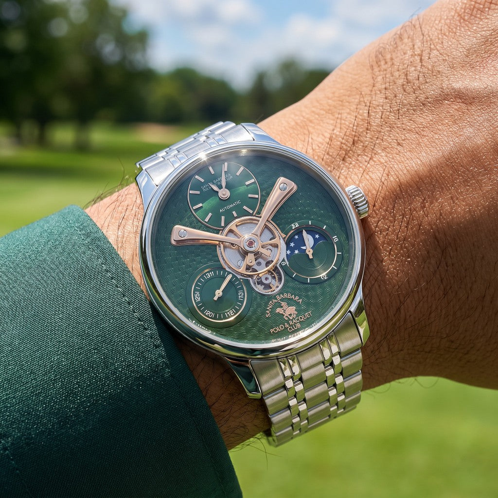 Santa Barbara Polo & Racquet Club Luxury Silver Stainless Steel Watch for Men SB.1.10677-4