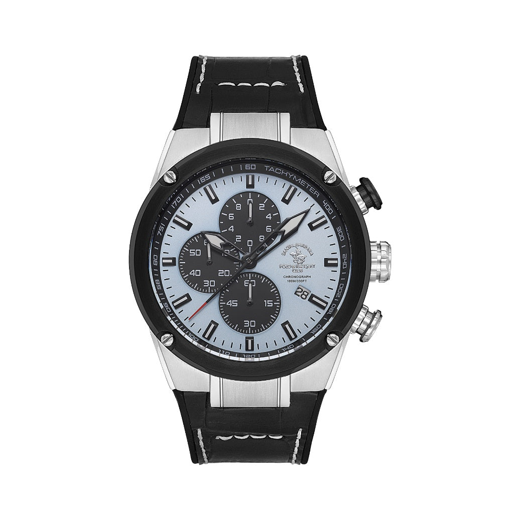 Santa Barbara Polo & Racquet Club Black Genuine Leather Watch for Men SB.3.10001-2