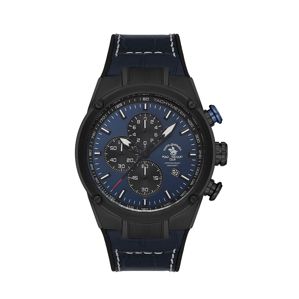 Santa Barbara Polo & Racquet Club Dark Blue Genuine Leather Watch for Men SB.3.10001-3