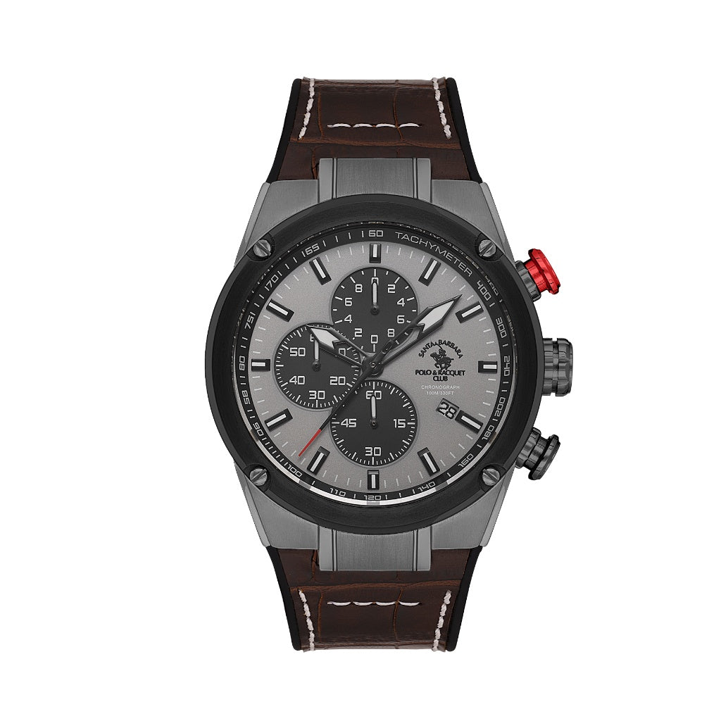 Santa Barbara Polo & Racquet Club Dark Brown Genuine Leather Watch for Men SB.3.10001-4