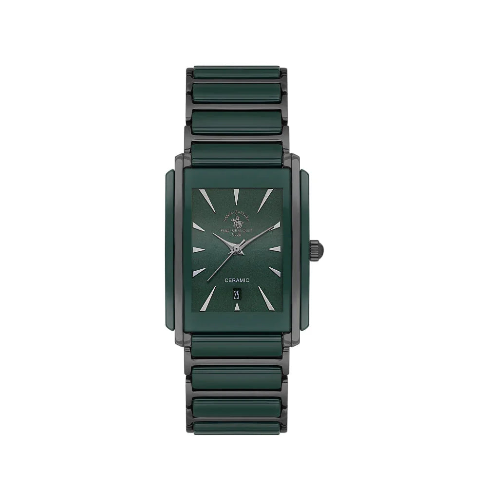 Santa Barbara Polo & Racquet Club Noble Green and Black Steel and Ceramic Watch for Men SB.4.10029-3 - Daniel Klein Saudi Arabia
