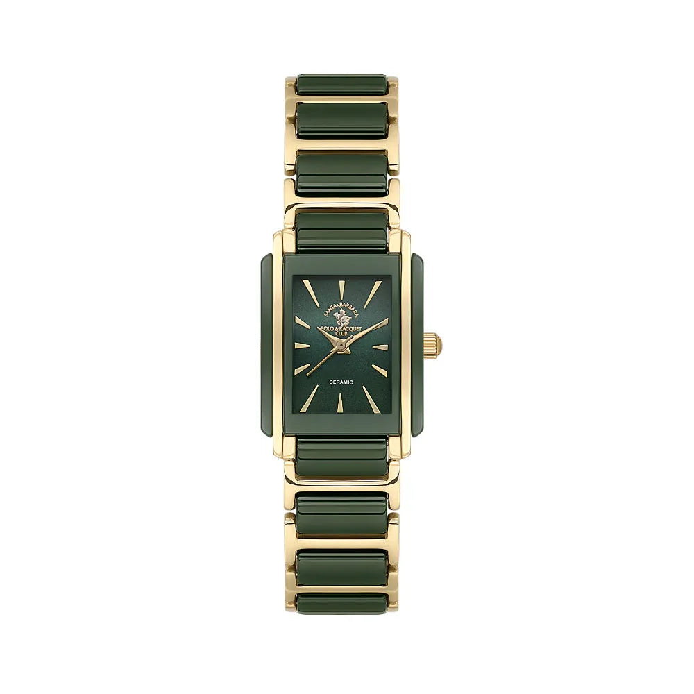 Santa Barbara Polo & Racquet Club Noble Gold and Green Steel and Ceramic Watch for Women SB.4.10030-3 - Daniel Klein Saudi Arabia