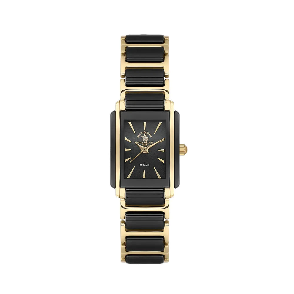 Santa Barbara Polo & Racquet Club Noble Gold and Black Steel and Ceramic Watch for Women SB.4.10030-4 - Daniel Klein Saudi Arabia