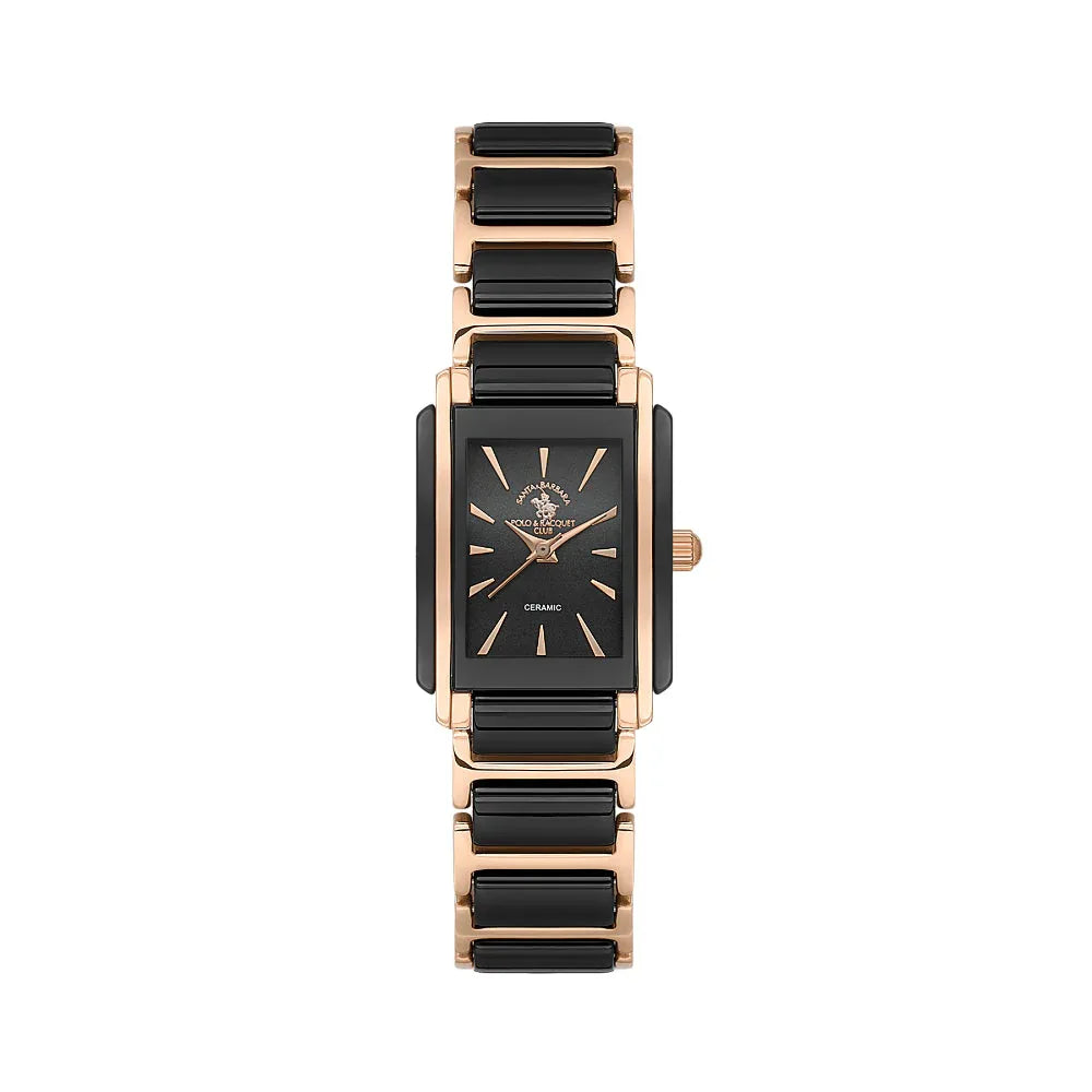 Santa Barbara Polo & Racquet Club Noble Black and Rose Gold Steel and Ceramic Watch for Women SB.4.10030-6 - Daniel Klein Saudi Arabia