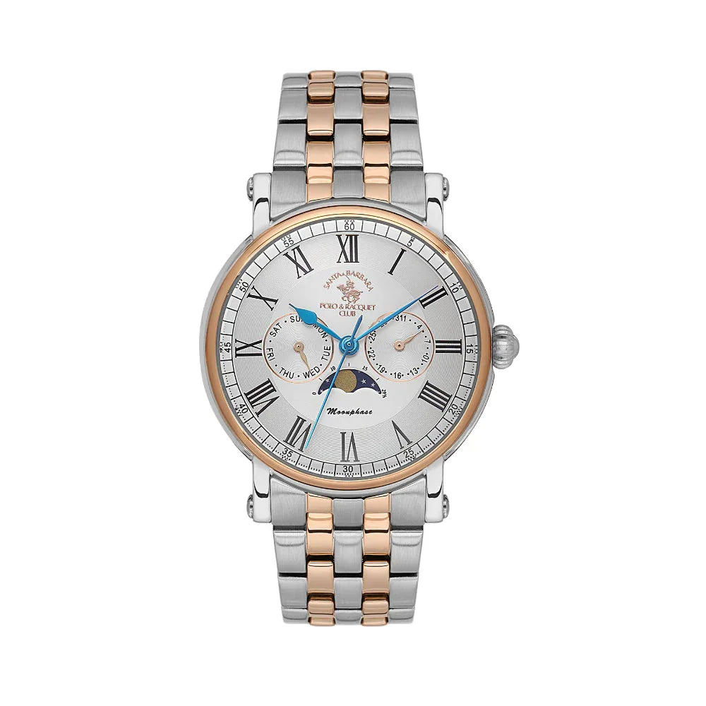 Santa Barbara Polo & Racquet Club Legend Silver and Rose Gold Stainless Steel Watch for Men SB.4.10032-5 - Daniel Klein Saudi Arabia