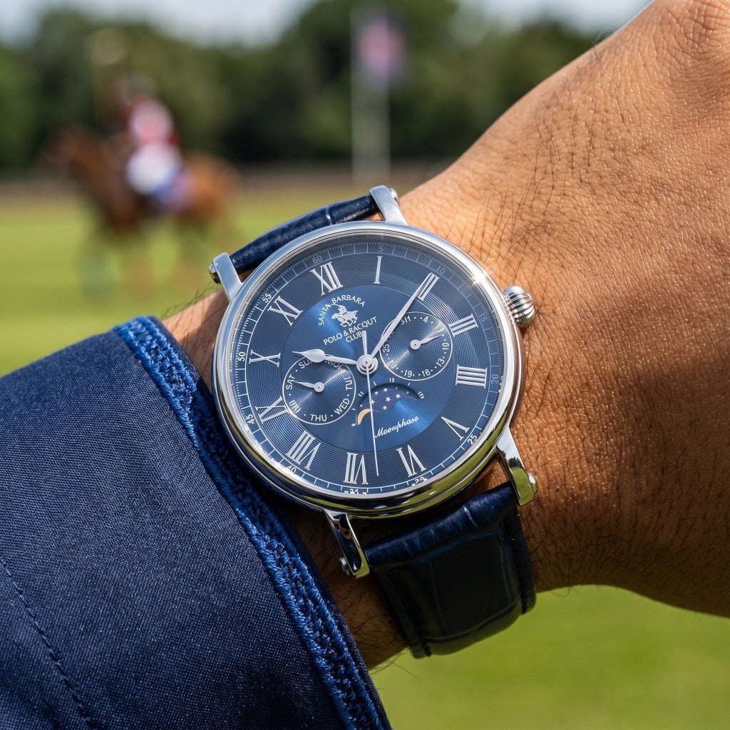 Santa Barbara Polo & Racquet Club Legend Blue Leather Watch for Men SB.4.10033-3