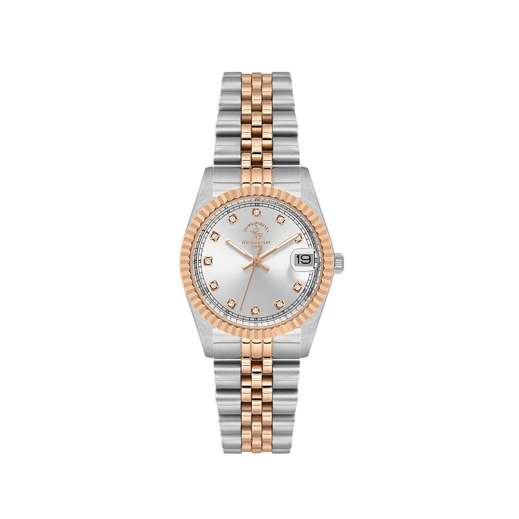 Santa Barbara Polo & Racquet Club Silver and Rose Gold Stainless Steel Watch for Women SB.4.10034-5