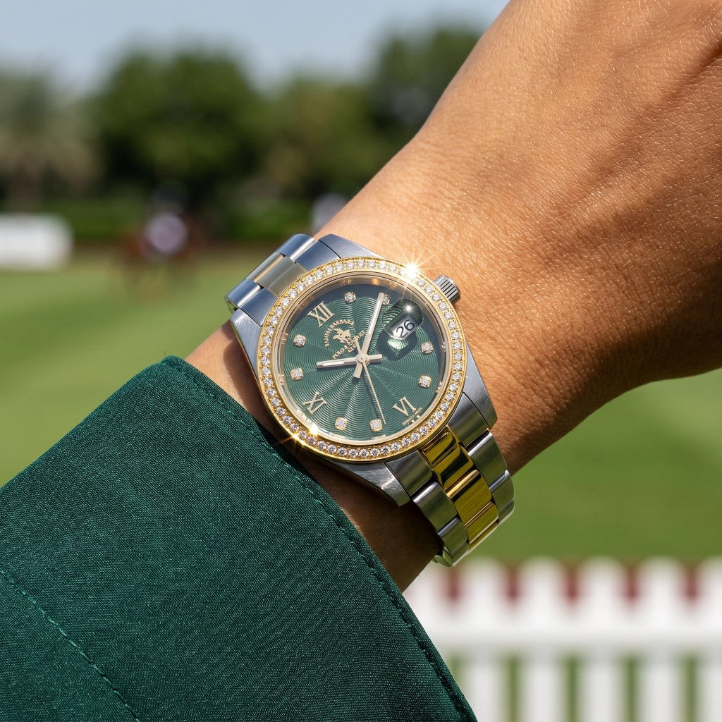 Santa Barbara Polo & Racquet Club Unique Silver and Gold Stainless Steel Watch for Women SB.4.10035-5