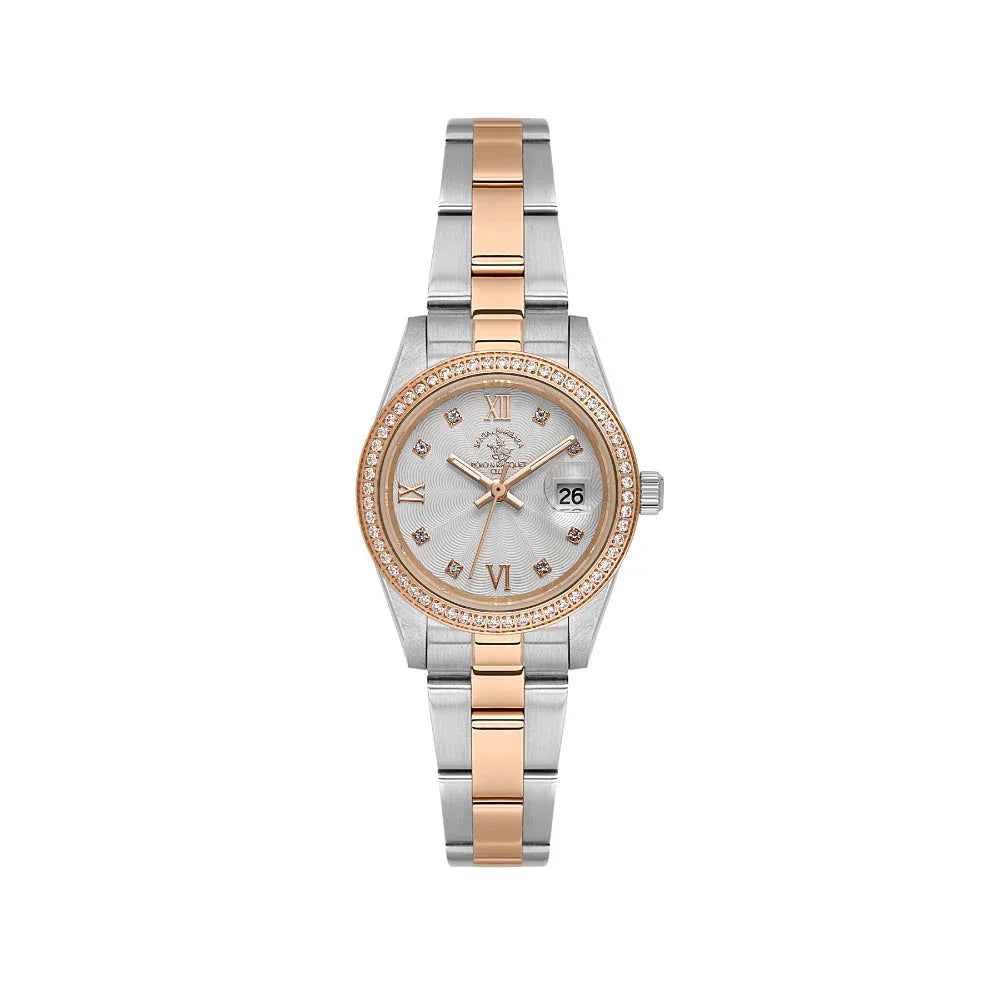 Santa Barbara Polo & Racquet Club Unique Silver and Rose Gold Stainless Steel Watch for Women SB.4.10035-6 - Daniel Klein Saudi Arabia