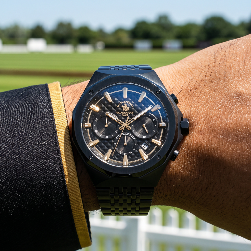 Santa Barbara Polo & Racquet Club Legend Black Stainless Steel Watch for Men SB.5.10005-5