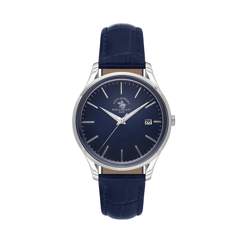 Santa Barbara Polo & Racquet Club Dark Blue Croco Leather Watch for Men SB.8.10011-3