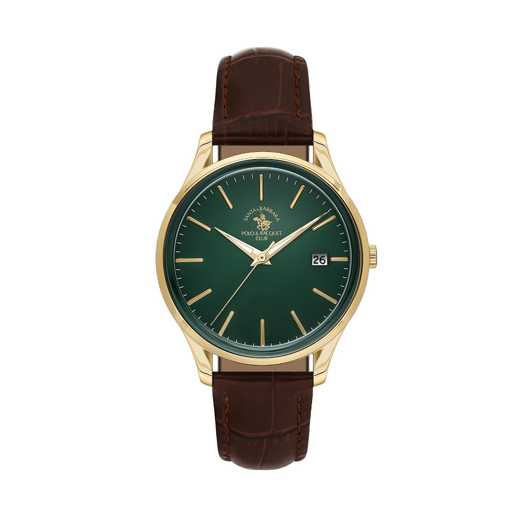 Santa Barbara Polo & Racquet Club Dark Brown Croco Leather Watch for Men SB.8.10011-5