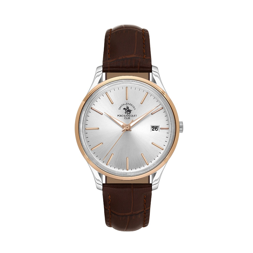 Santa Barbara Polo & Racquet Club Dark Brown Croco Leather Watch for Men SB.8.10011-6