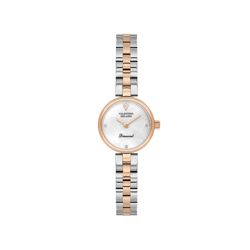 Valentino Orlandi Silver and Rose Gold Stainless Steel Watch for Women VO.1.10022-5