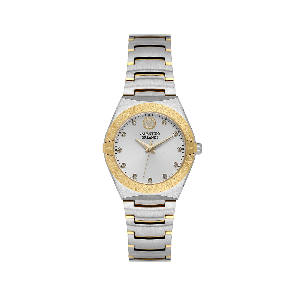 Valentino Orlandi Silver and Gold Stainless Steel Watch for Women VO.1.10023-3