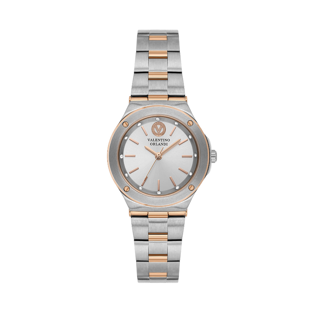 Valentino Orlandi Silver and Rose Gold Stainless Steel Watch for Women VO.1.10026-5