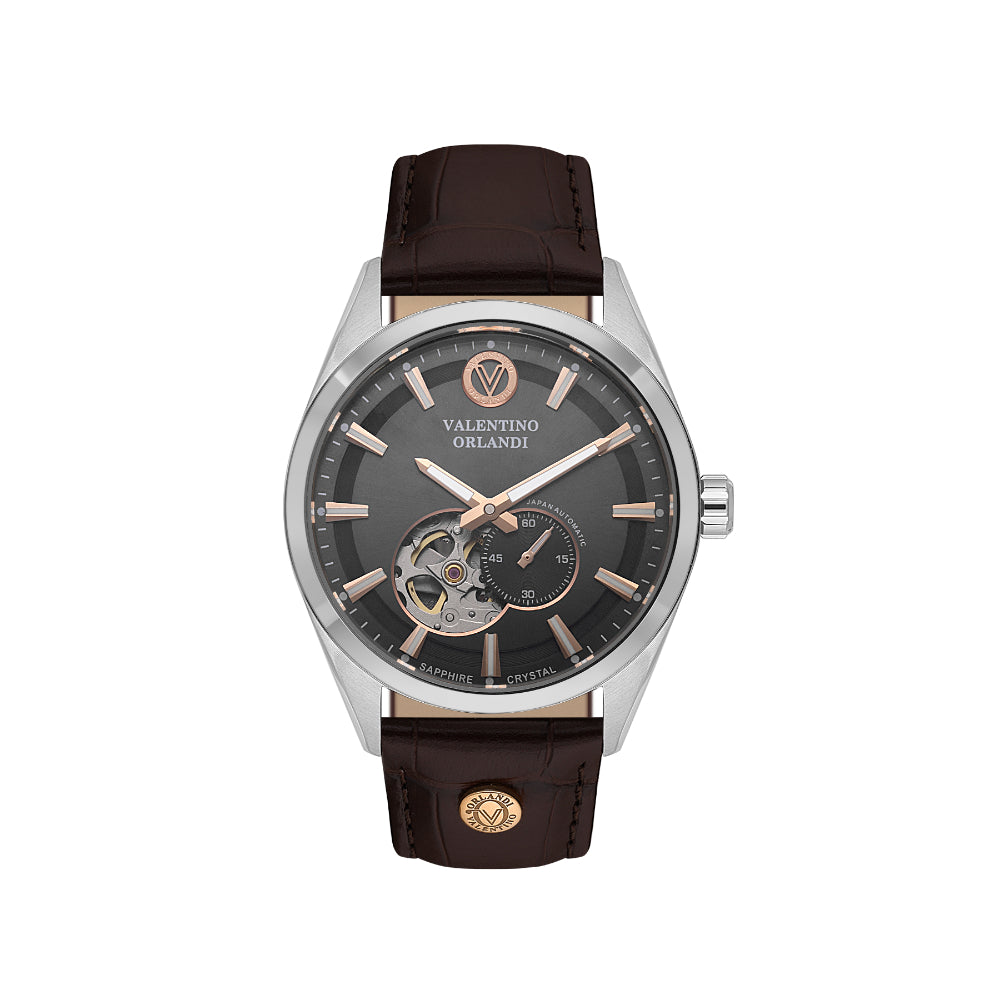 Valentino Orlandi Dark Brown Leather Watch for Men VO.1.10033-3