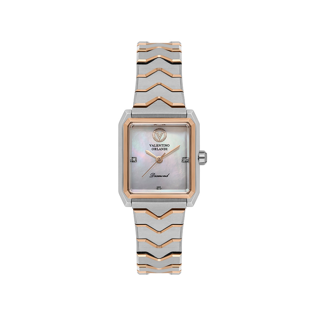 Valentino Orlandi Silver and Rose Gold Stainless Steel Watch for Women VO.1.10036-5