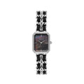 Valentino Orlandi Silver and Black Steel Leather Watch for Women VO.4.10007-1